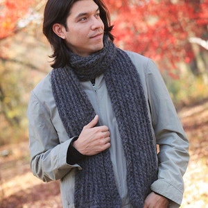 Mens Ribbed Scarf Crochet Pattern PDF instant digital download simple basic unisex easy beginner image 1