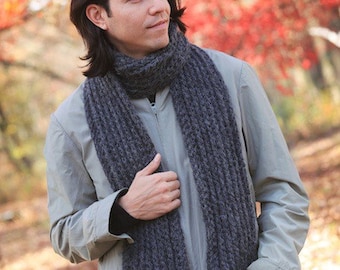 Men’s Ribbed Scarf Crochet Pattern PDF (instant digital download simple basic unisex easy beginner)