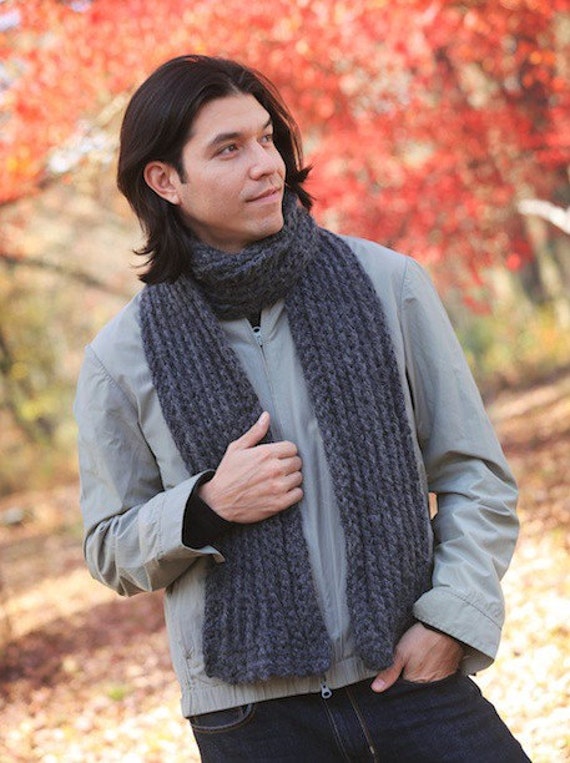 Basic Men's Ribbed Scarf Crochet Pattern PDF | Etsy