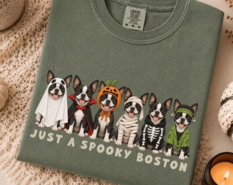 Just a Spooky Boston Terrier Shirt, Halloween Boston Terrier Tee, Cute Boston Terrier Gift, Spooky Season Dog Shirt, Boston Terrier Lover