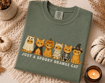 Halloween Orange Cat Shirt, Spooky Orange Cat Halloween Tee, Cute Pumpkin Cat Shirt, Orange Tabby Lover Gift, Halloween Cat Mom Tee, Fall