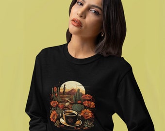 Coffee Graphic Sweetshirt, Flowers Sweetshirt, Bold Oversized Pullover, Unisex Streetwear Sweatshirt, Trendy Gift , Valentine's Day Gift