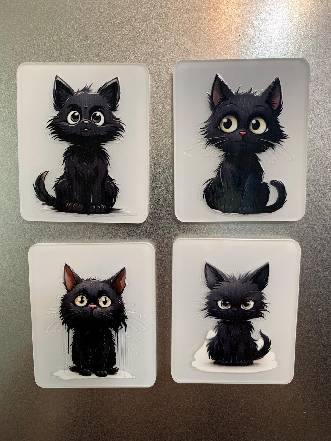 Cute Black Cat Acrylic Fridge Magnets Set of 4 Set #17 - Etsy