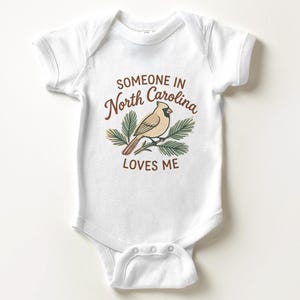 Someone In North Carolina Loves Me Baby Onesie - Cute NC Cardinal Bird Bodysuit image 4
