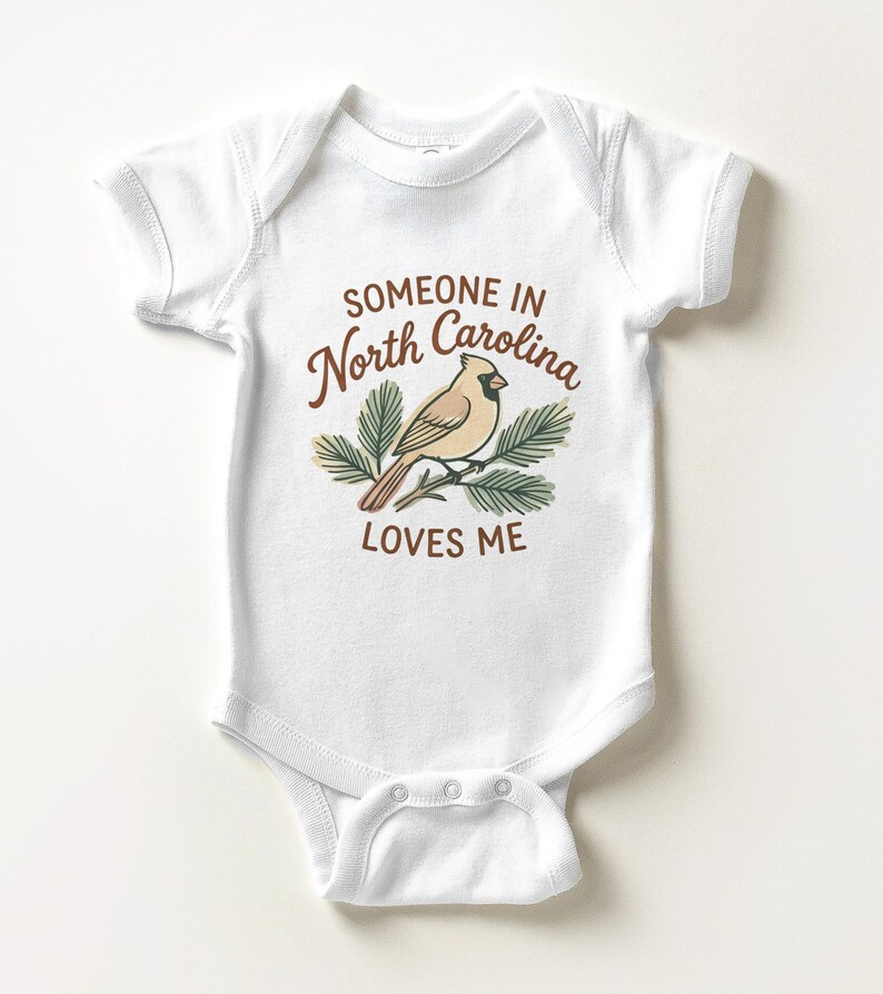Someone In North Carolina Loves Me Baby Onesie - Cute NC Cardinal Bird Bodysuit image 4