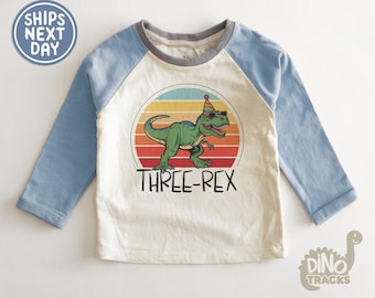 Boys 3rd Birthday Toddler Shirt - Dinosaur Birthday Shirt for 3 Year Old - Third Birthday Gift - Three Rex T-Rex Tee