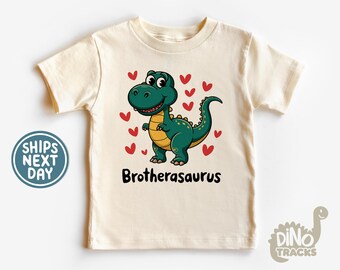 Brothersaurus Boys Toddler Shirt - Boys Dinosaur Kids Tee - Brother Announcement Natural Shirt