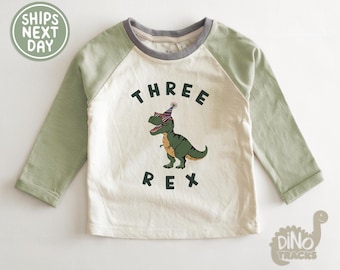 Boys 3rd Birthday Toddler Shirt - Dinosaur Birthday Shirt for 3 Year Old - Third Birthday Gift - Three Rex T-Rex Tee