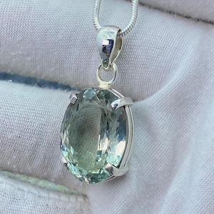 Green Amethyst Pendant 925 Sterling Silver Pendant Amethyst Gemstone Pendant Handmade Pendant Jewelry Minimalist Silver Pendant Gift For Her