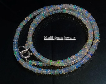 Ethiopian Opal 925 Sterling Silver Necklace - Dainty Multi-Fire Jewelry