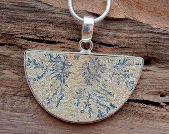 German Dendrite Agate Pendant: Handmade Sterling Silver Necklace