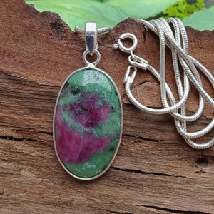 Dainty Ruby Zoisite Pendant - 925 Sterling Silver Necklace - Handmade Jewelry Pendant - Fantastic Ruby Necklace - Ruby Zoisite Gift For Her