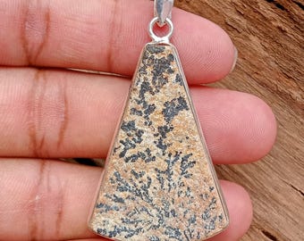 Dendrite Agate Sterling Silver Pendant Necklace: Handmade German Gemstone