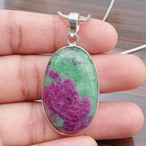 Ruby Zoisite - 925K Sterling Silver Gemstone Pendant - Handmade Jewelry - Awesome Ruby Pendant Jewelry - Ruby Zoisite - Birthday Event Gift