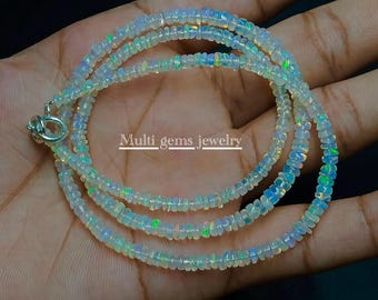 Ethiopian Opal 925 Sterling Silver Necklace - Dainty Multi-Fire Jewelry