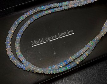 Ethiopian Opal 925 Sterling Silver Necklace - Dainty Multi-Fire Jewelry - Handmade Beads Gemstone Necklace
