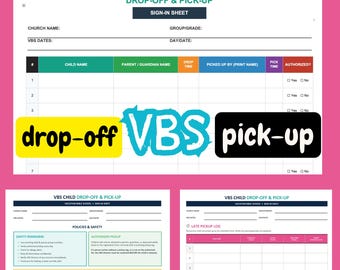 Pakiet formularzy odbioru i przyprowadzania dzieci do VBS, arkusze do druku do logowania i wypisywania, dziennik spóźnień