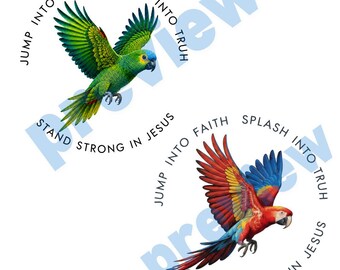 Koszulka chrześcijańska Amazon Parrot | Koszulka Jump Into Faith Stand Strong in Jesus | Koszulka Rainforest Falls VBS | Prezent dla miłośnika ptaków tropikalnych