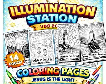 Illumination Station VBS 2026 Coloring Pages (14 Printable Pages) | Instant PDF Download