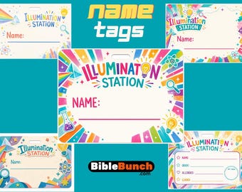 Etykiety z imionami do druku w VBS – Stacja Oświetlenia | Kolorowe etykiety Lifeway VBS