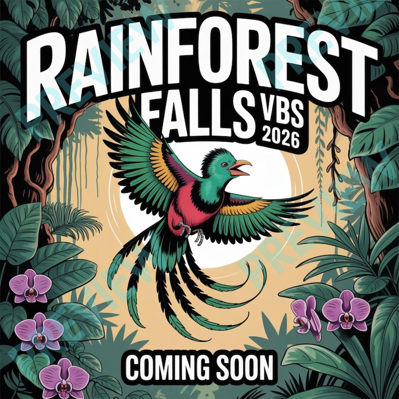 Rainforest Falls VBS 2026 Promo Graphics Bundle | 12 Vacation Bible ...