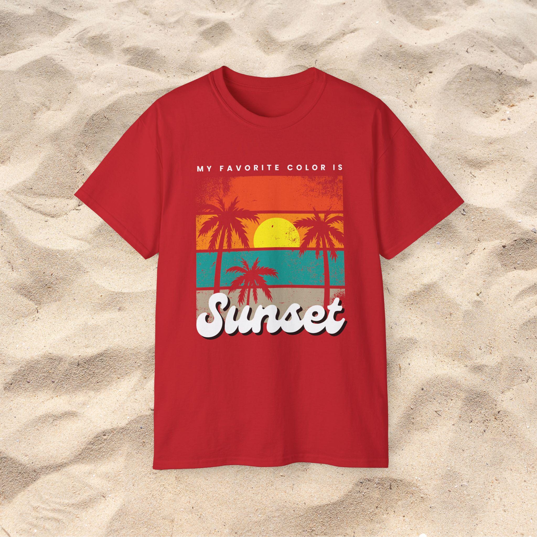 Vintage Sunset Beach T-shirt: Unisex Cotton Tee for Sunset Lovers