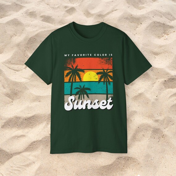 Neverless Herren T-Shirt Sunset Beach - Retro Design Mit Rückendruck Baumwolle