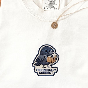 Technically Correct Crow T-Shirt, Embroidered Comfort Colors Animal Tee