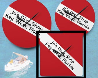 Reloj de pared personalizado con bandera de buceo: decoración náutica acrílica moderna