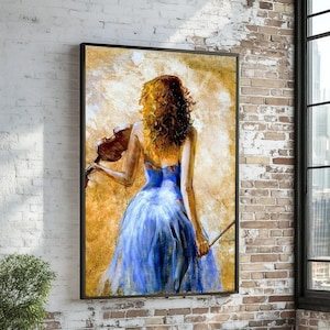 Violinist Canvas Art, Elegant Music Wall Print, Woman with Violin, Artistic Wall Art Design, Ready to Hang Decoration
