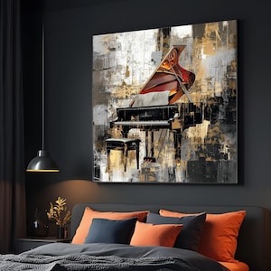 Elegant Piano Canvas Art, Grand Piano Wall Art, Music Lover Canvas, Abstract Piano Print, Wall Art Canvas Design, Ready to Hang Decor