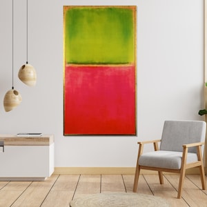 Rothko Green Pink Canvas, Abstract Color Block Art, Mark Rothko Style, Wall Art Canvas Design, Ready To Hang Decoration