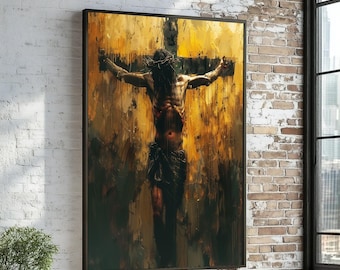 Crucifixion Canvas Art, Jesus Cross Painting, Spiritual Wall Art, Religious Abstract, Savior Canvas, Wall Art Canvas Design, Ready To Hang