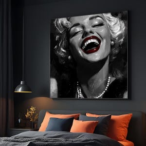 Marilyn Monroe Canvas Art, Black and White Pop Art, Hollywood Glam Wall Decor, Vintage Celebrity Poster, Elegant Wall Print