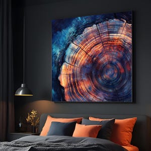 Baumringe Leinwand, Holzkunst, Natur Wandkunst, Abstraktes Leinwanddesign, Rustikale Wohnkultur, Fertig zum Aufhängen