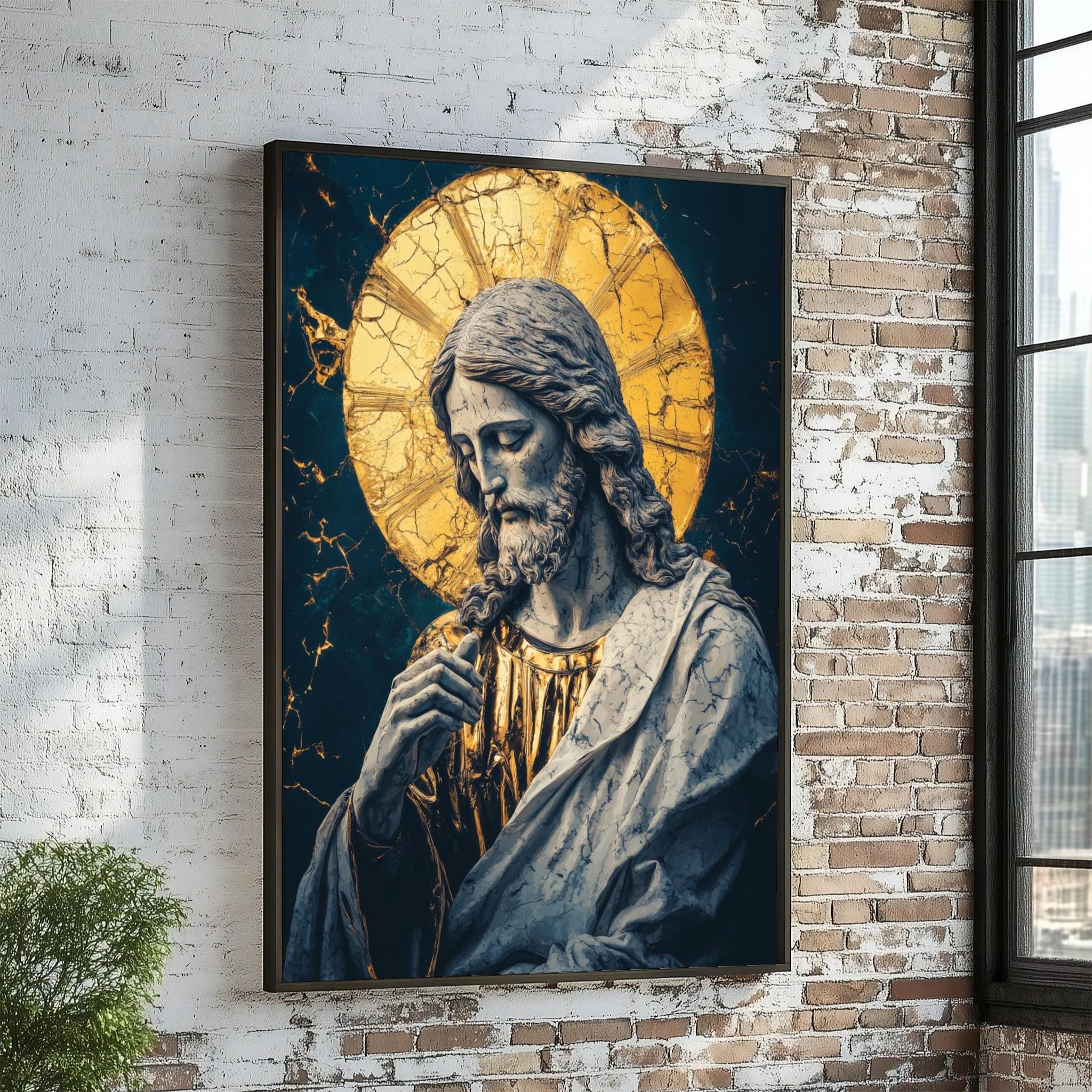 Jesus Canvas Art, Spiritual Wall Art, Jesus Sculpture Print, Religious Icon Design, Wall Art Canvas, Ready To Hang Decoration