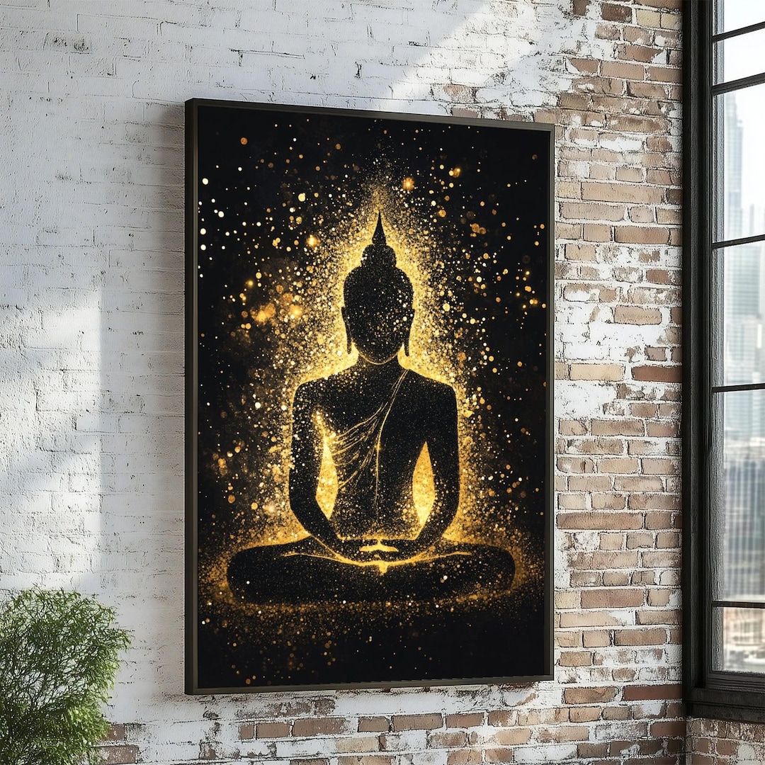 Golden Buddha Canvas, Buddha Art Print, Zen Meditation Wall Art ...