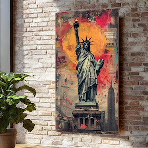 Statue of Liberty Canvas, Urban Art Print, Graffiti Style Wall Art, Canvas Design, Iconic NYC Decor, Ready to Hang, Modern Home Style