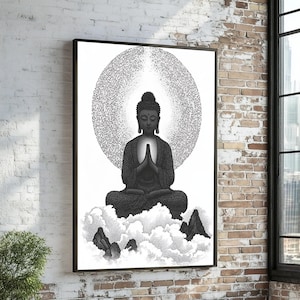 Buddha Canvas Wall Art, Meditative Buddha Print, Zen Decor, Spiritual Art, Wall Art Canvas Design, Ready to Hang Decoration