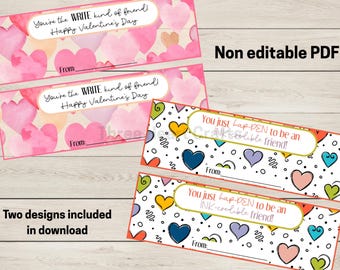 Multicolor Pen Valentine, Non-candy Treat, Valentine for Classmates, Digital Download