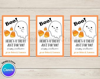 Halloween Treat Tag for Classmates, Editable in Canva (Digital Download)