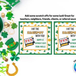 Etiqueta "I Hit The Jackpot With You", obsequios del día de San Patricio, etiquetas para raspaditos, referencias, clientes, boletos de lotería, descarga digital