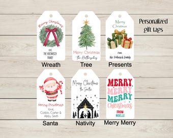 Personalized Christmas Gift Tags, Merry Christmas