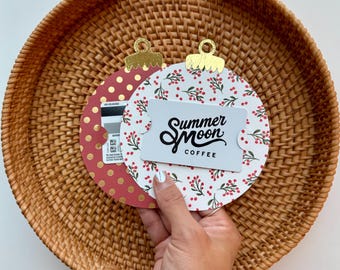 Christmas Ornament Gift Card Holder, Polka Dot or Holly Print, Made to Order