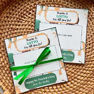 Carte Thanks A Lotto For All You Do, Loterie Merci, Saint-Patrick, Parrainages, Clients, Cartes de vœux, Téléchargement numérique, Imprimable