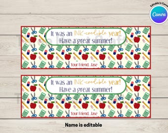 Teacher Thank You Pen Tag: Editable End of Year Gift (Digital Download)