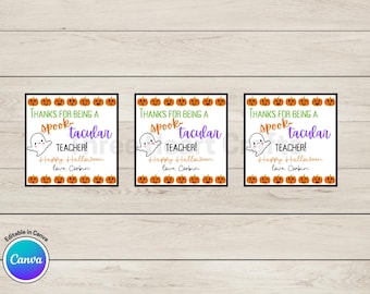 Spooktacular Teacher Halloween Treat Tag: Editable Gift (Digital Download)