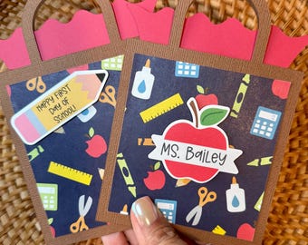 Personalized Teacher Gift Card Holder, School Gift Bag
