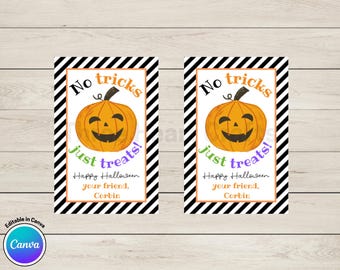 No Ticks Just Treats Halloween Treat Tag: Editable Digital Download