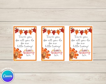 Thanksgiving Teacher Gift Tag: Little Turkey Treat (Digital Download)